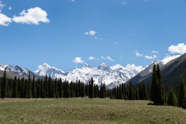 istock River valleys and snowy mountains against a blue sky 1133091573
