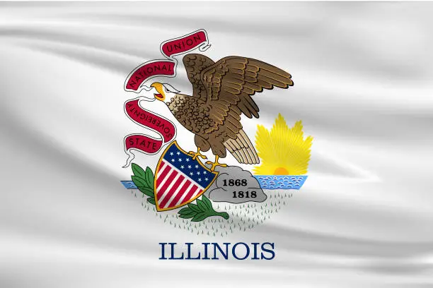 Vector illustration of Illinois Waving Flag