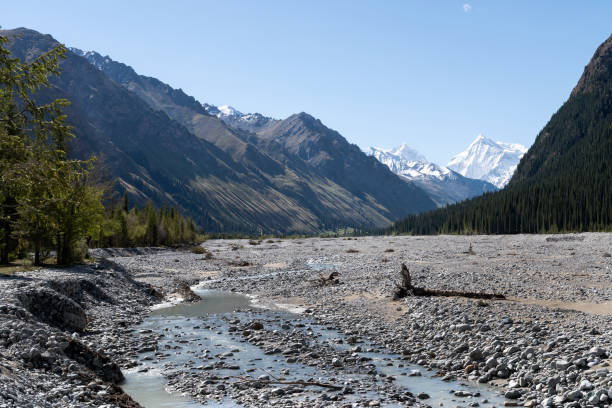 istock River valleys and snowy mountains against a blue sky 1133092785