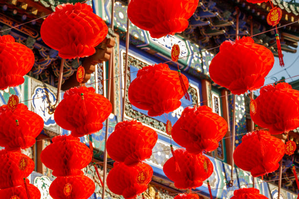 Traditional Chinese New Year Lanterns, Auspicious and Happy Red Lanterns Traditional Chinese New Year Lanterns, Auspicious and Happy Red Lanterns 抽象 stock pictures, royalty-free photos & images