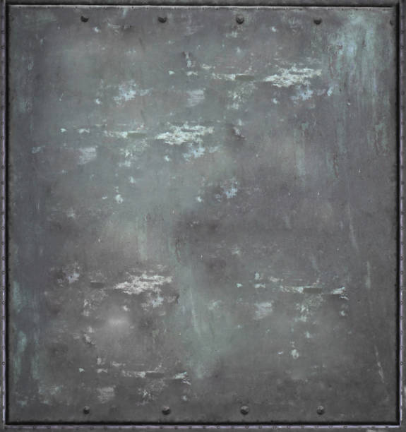 istock close-up Metalic steel rectangular door with nuts texture wallpaper, Dirty rusty metalic background with shadow 1133105413