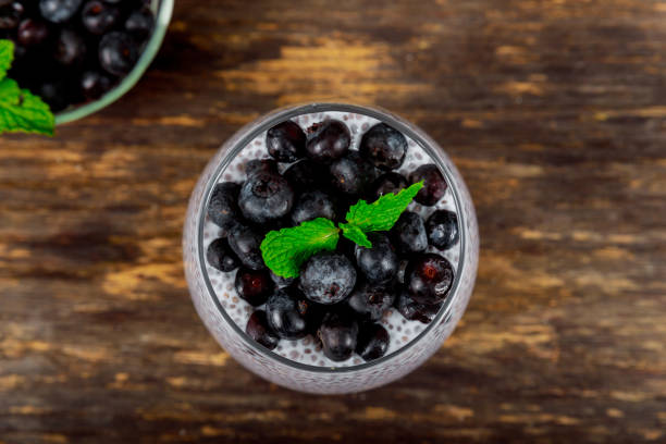 istock Chia pudding with fresh berries in glass for breakfast 1133107107