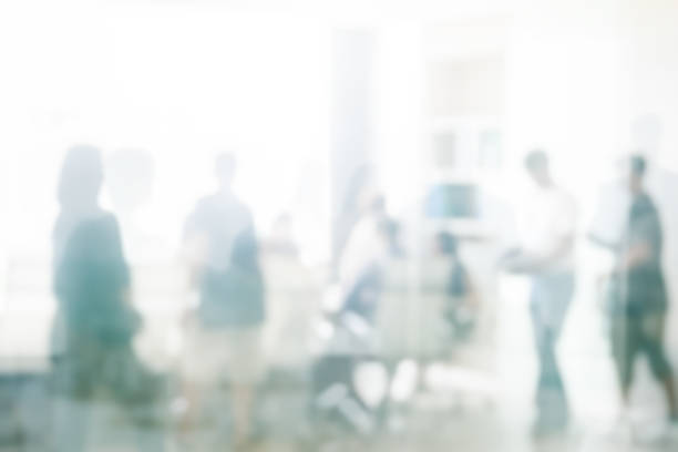 blurred business people meeting in office interior with space for business brainstorming background design - business abstract imagens e fotografias de stock