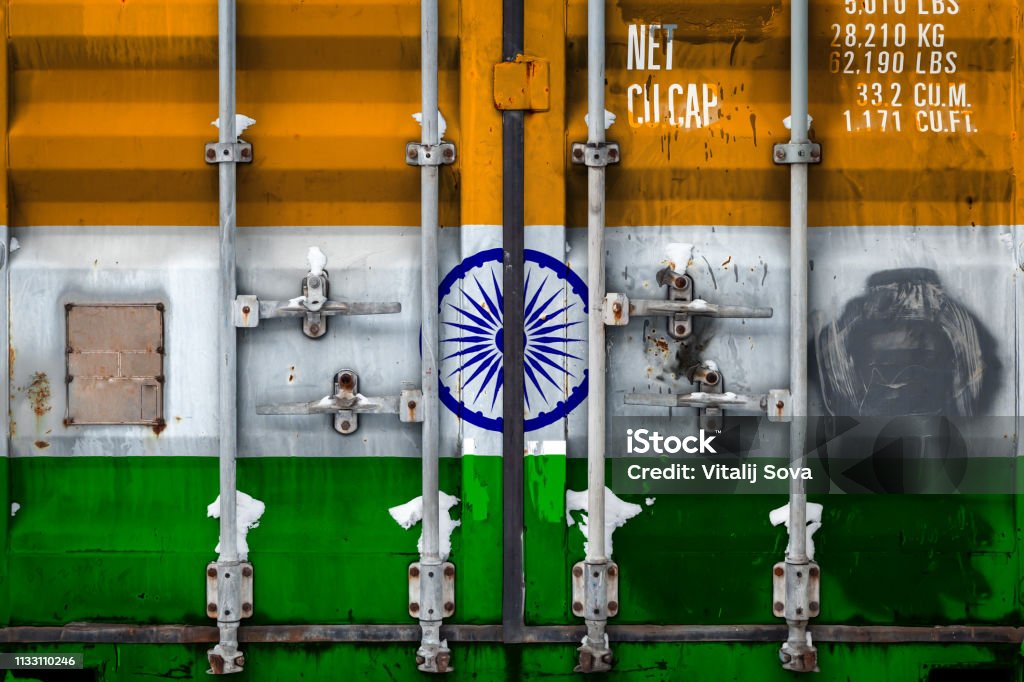 Ulusal bayrağa sahip bir konteynerin yakın çekim - Royalty-free Hindistan Stok görsel