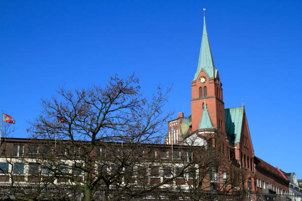 Swedish Gustav Adolf Church at the Harbor, Hamburg, Germany