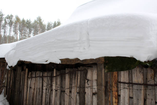 istock Snowing on a wooden fence 1133112670