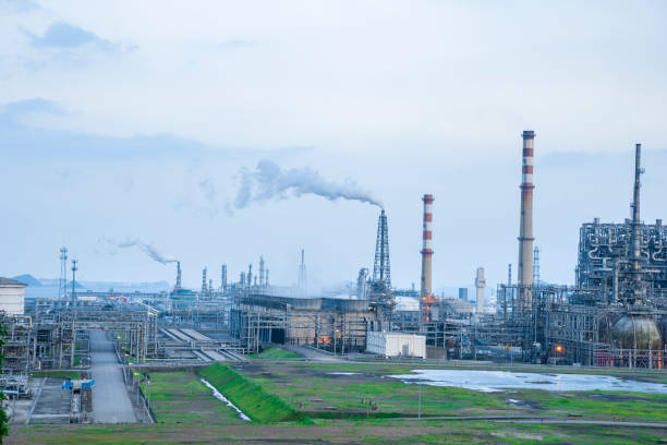 istock Refinery plant under the background of blue sky white clouds 1133114558