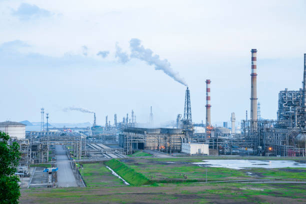 istock Refinery plant under the background of blue sky white clouds 1133115134