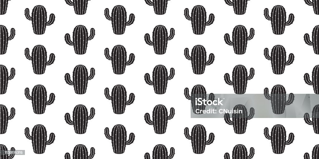 cactus seamless pattern vector desert flower botanica plant garden summer scarf isolated background repeat wallpaper illustration doodle Abstract stock vector