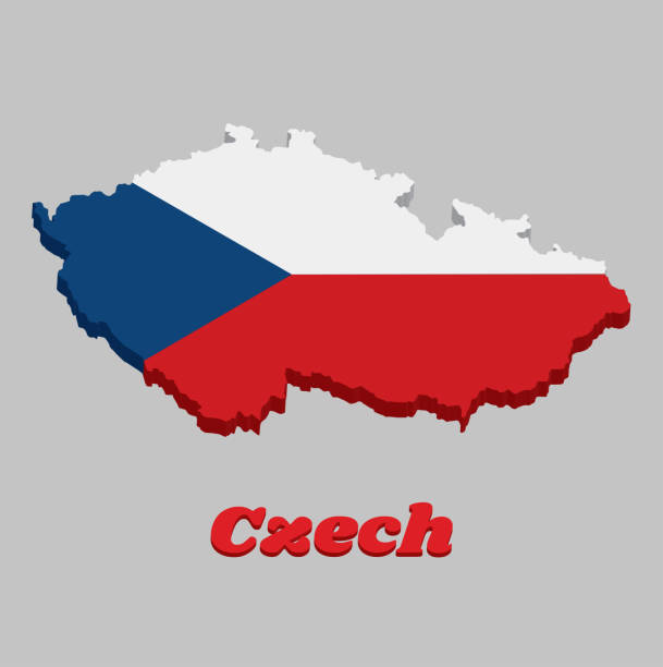3D Map outline and flag of Czech Republic, two equal horizontal bands of white (top) and red with a blue isosceles triangle based on the hoist side. 3D Map outline and flag of Czech Republic, two equal horizontal bands of white (top) and red with a blue isosceles triangle based on the hoist side. with text Czech. isosceles triangle stock illustrations