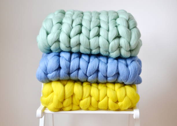 Giant Pink Mint Yellow Blue Plaid Woolen Merino
