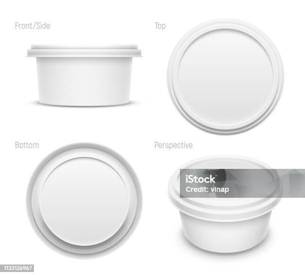 Vector Mockup Illustration Of Round Container Isolated On White ...