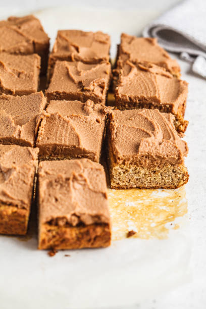 istock Vegan square cake with cocoa cream. 1133130502