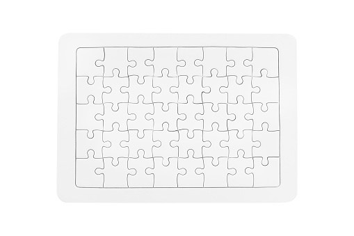 White jigsaw puzzle isolated on white background - clipping paths.
