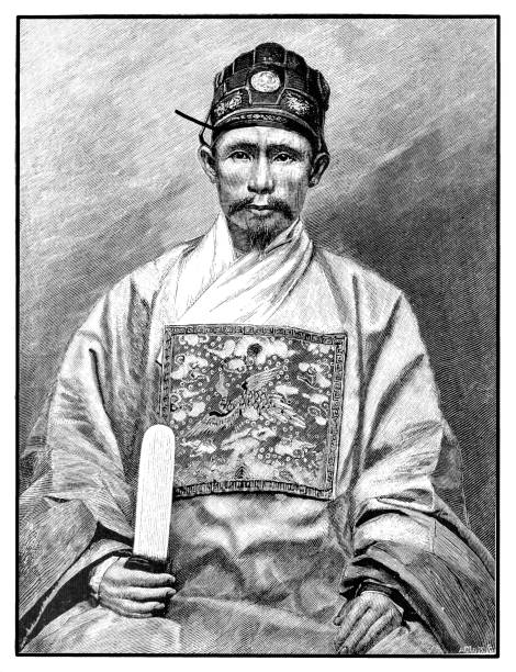 Native of Tibet Illustration of a native of Tibet tibetan ethnicity stock illustrations
