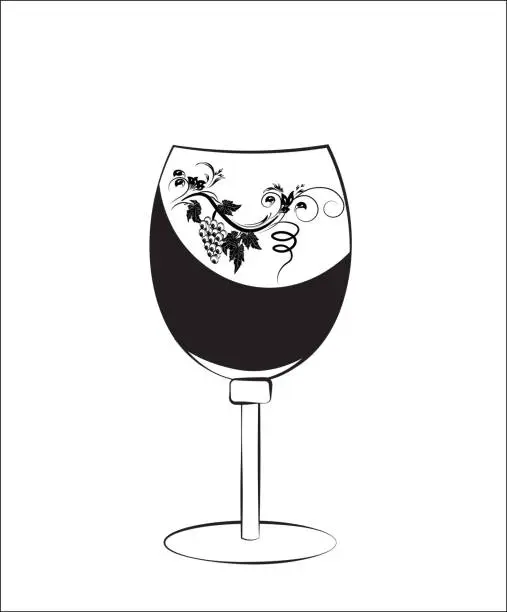 Vector illustration of glass of wine