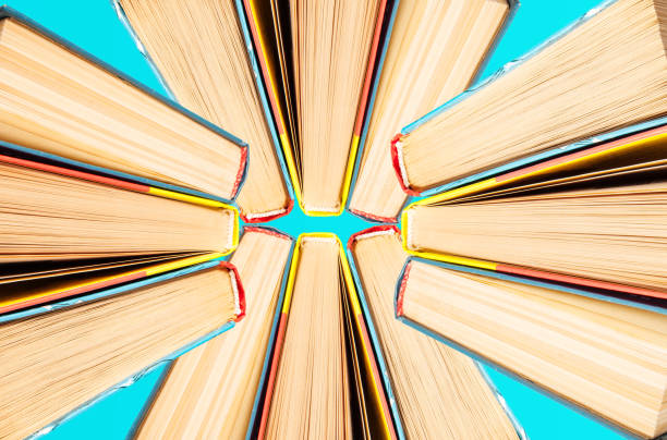 istock books top view on a blue background 1133134703