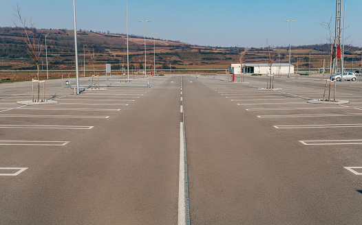 Picture of parking lot with reserved spaces.