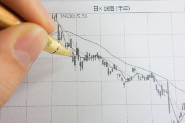 istock Pen and stock K-line chart 1133135688