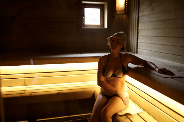 istock Woman in steam room 1133139283