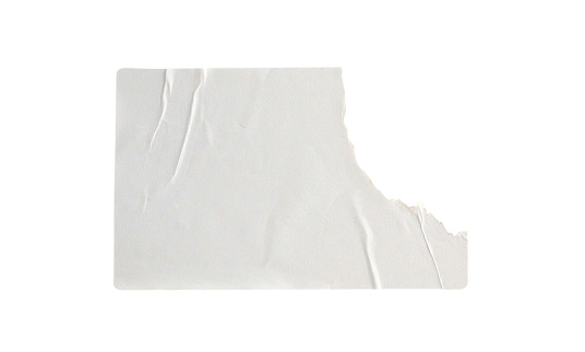 Etiqueta de etiqueta engomada blanca de papel blanco aislado en fondo blanco con trazado de recorte photo