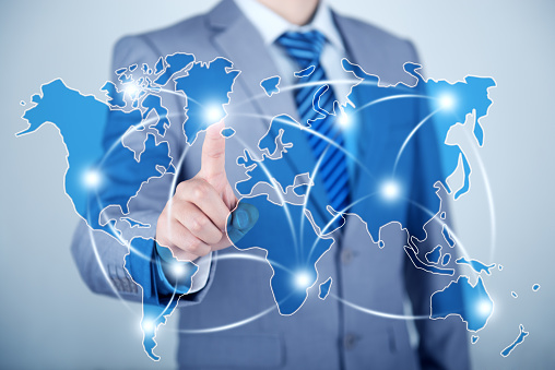 Global Business,Global Communications,World Map, Technology, Network, Internet, Data