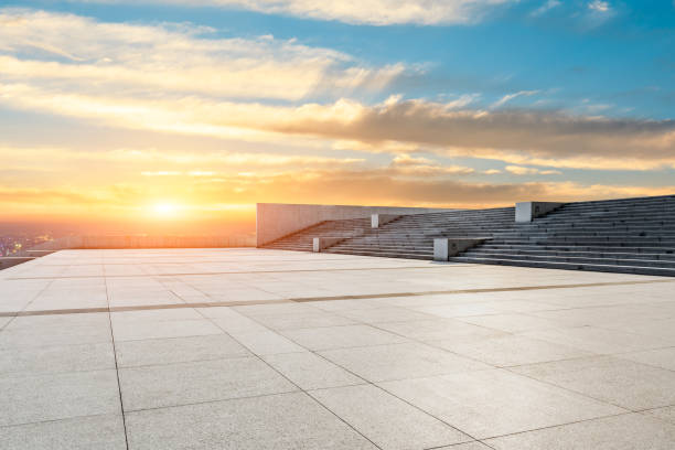 istock Empty floor and modern city skyline in Shanghai at sunset 1133151133
