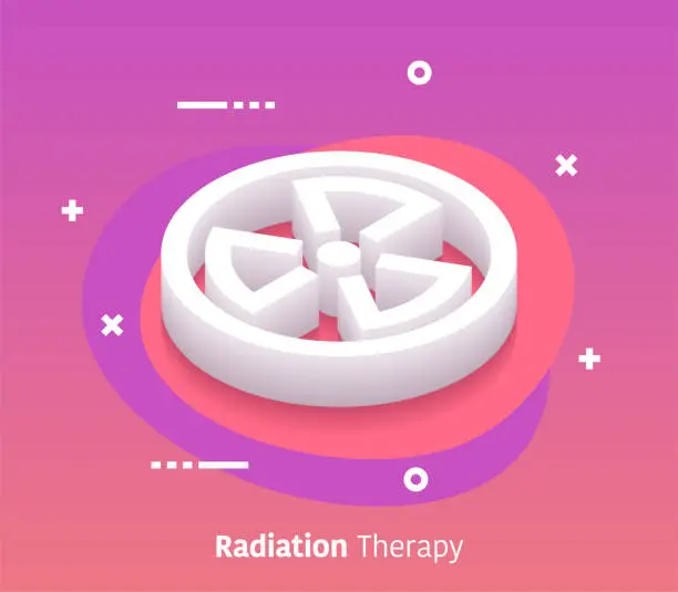 Vector illustration of Isometric Radiation Therapy Vector Web Banner & Icon Design
