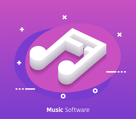 Music software isometric design concept with modern flat style gradients. Vector design elements useful for web banner or poster.
