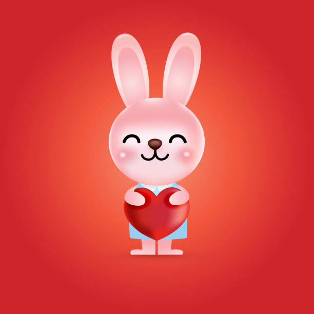 istock Cute cartoon bunny holding heart balloon, Vector Illustration 1133152888