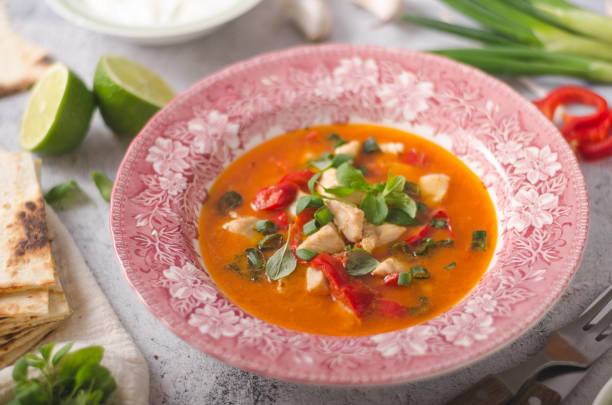 istock Spicy curry with homemade tortilla and garlic dip 1133154192