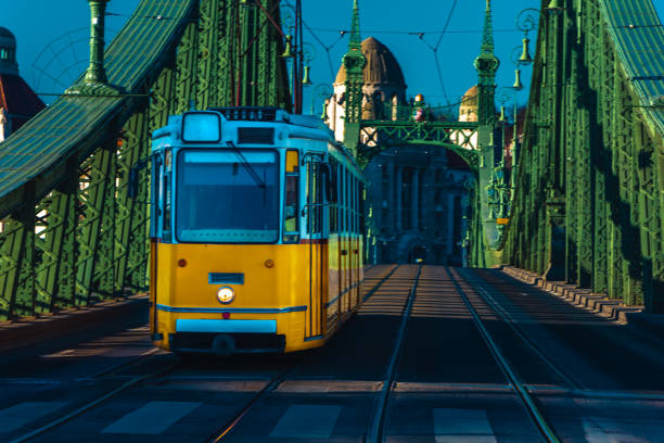 istock orange Cable Car on Liberty Bridge, Budapest 1133155127
