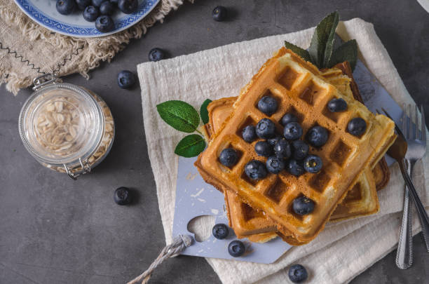 istock Crispy homemade waffles with berries 1133160376