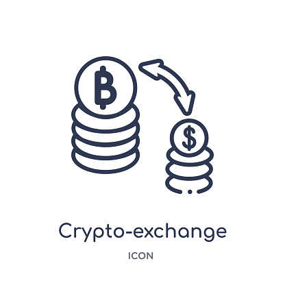 Linear crypto-exchange icon from General outline collection. Thin line crypto-exchange icon isolated on white background. crypto-exchange trendy illustration