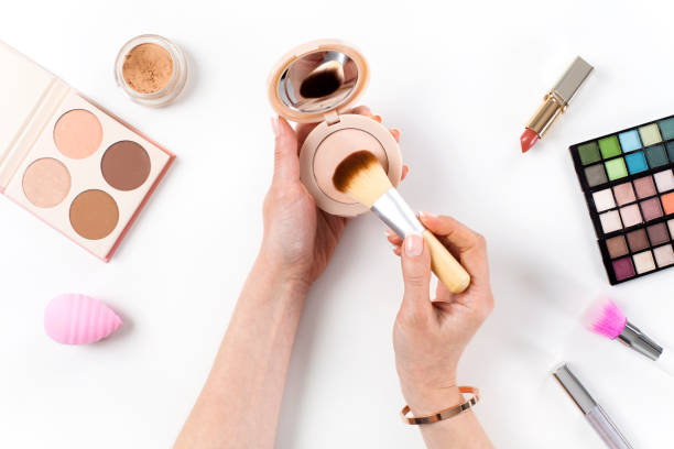 istock Beauty blogger with makeup cosmetics 1133163129