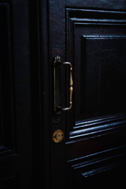 istock Old dark wooden door 1133163179