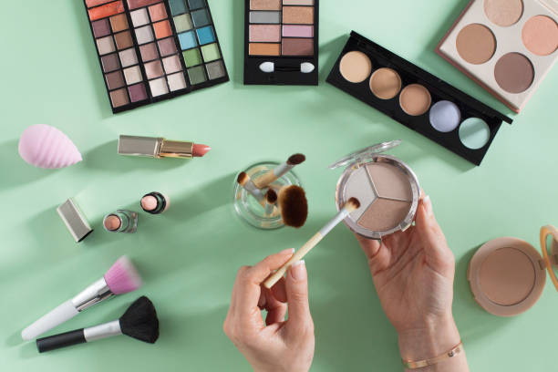 istock Beauty blogger with makeup cosmetics 1133163197