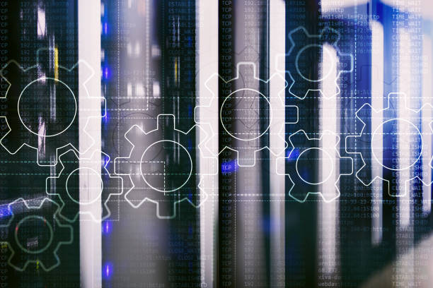 istock Gears mechanism, digital transformation, data integration and digital technology concept. 1133164646