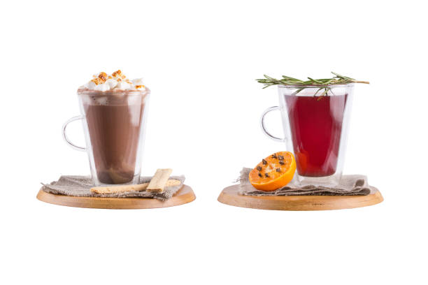 istock Coffee cocktail and mulled wine in glass mugs on a white background. 1133165420