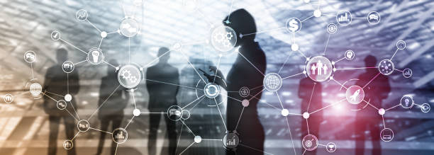 istock Business process structure industrial workflow diagram automation innovation concept on virtual screen mixed media. 1133165574