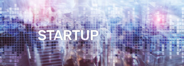 istock Startup concept with double exposure diagrams blurred background. 1133166601