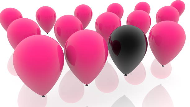istock Black balloon between purple balloons 1133166768