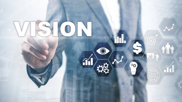 istock Vision concept. Business people and modern city on background. Virtual screen mixed media. 1133166817