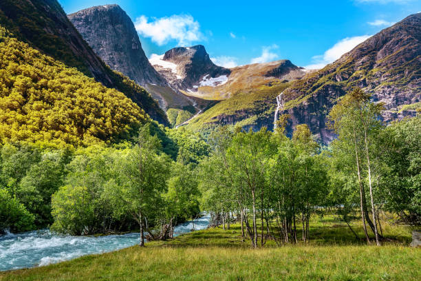 istock way to Briksdal glacier, waterfall in Norway 1133167065