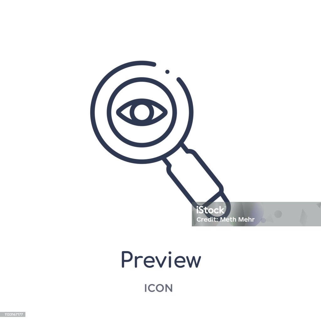 Linear preview icon from Geometry outline collection. Thin line preview icon isolated on white background. preview trendy illustration Abstract stock vector