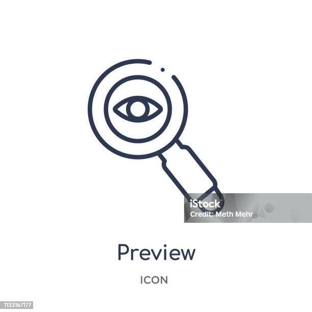 Linear Preview Icon From Geometry Outline Collection Thin Line Preview Icon Isolated On White Background Preview Trendy Illustration Stock Illustration - Download Image Now