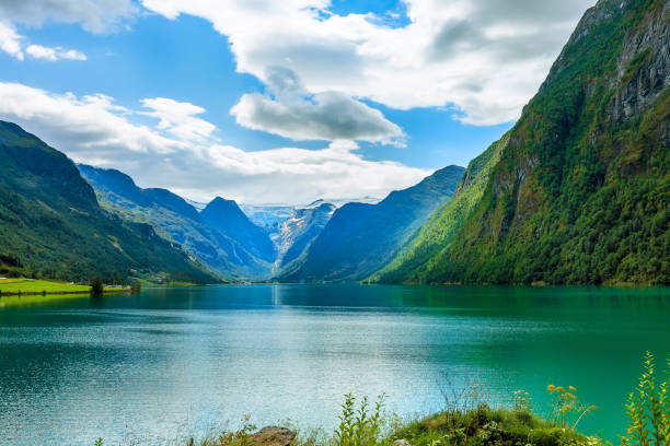 istock Norway fjord and glacier landscape 1133167890