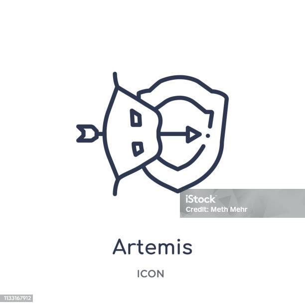 Linear Artemis Icon From Greece Outline Collection Thin Line Artemis Icon Isolated On White Background Artemis Trendy Illustration Stock Illustration - Download Image Now