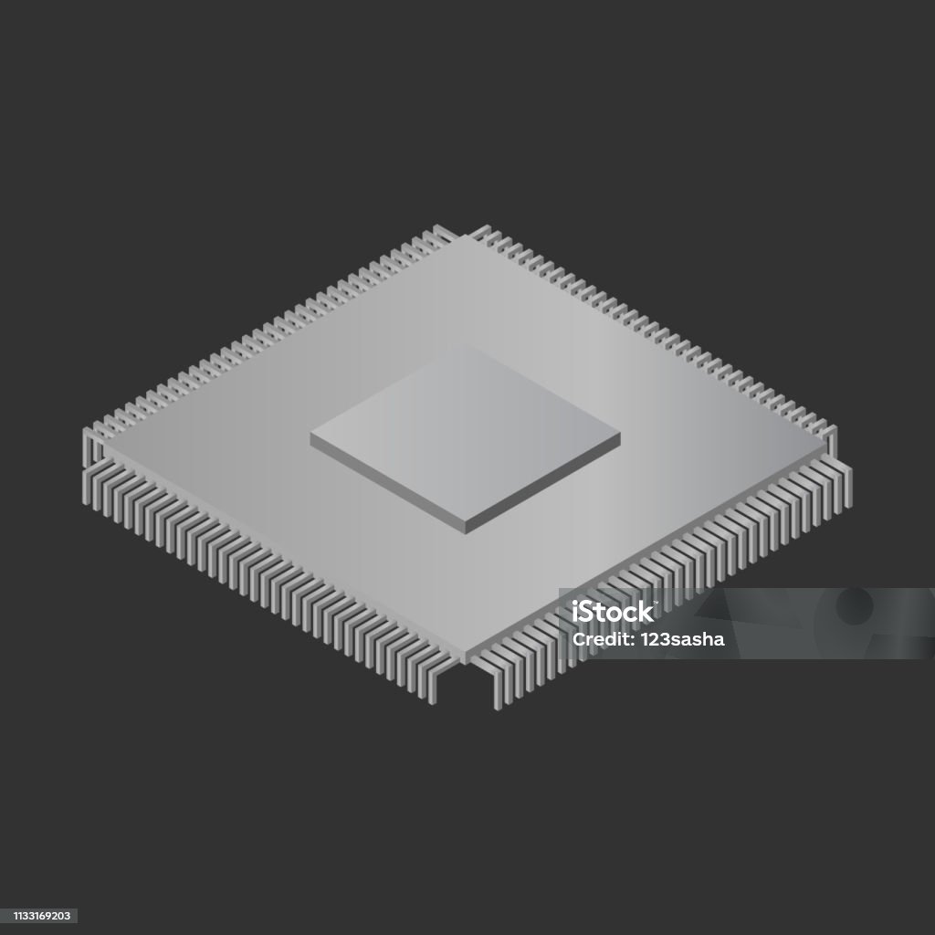 Isometric Cpu Micro Chip Color Vector Image Stock Illustration ...