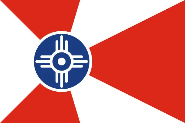 Vector illustration of Flag of Wichita, Kansas. United States of America